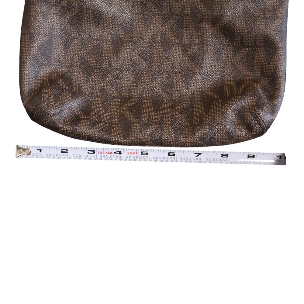 Michael Kors Hamilton Large Crossbody Messenger Brown MK Signature PVC Gold Bag - Picture 12 of 13
